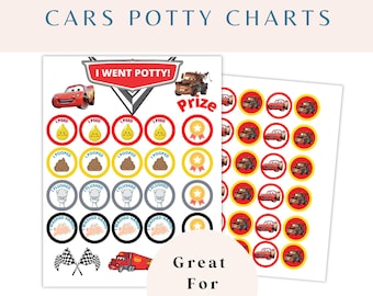 Cars Potty Training Chart Printable, Toilet Training Chart, Toileting Reward Chart, Instant Download, Cars Reward Chart, Sticker Chart