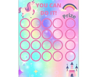 Unicorn Reward Chart | Printable Unicorn sticker Chart | Daily Chore Chart | Kids Routine Sticker Chart | Cute Rainbow Reward Potty  Chart