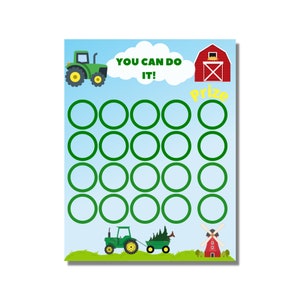 Tractor Reward Chart Instant Download, Truck Reward Chart, Toddler Reward Chart, Kids Reward Sticker Chart, Potty Training Chart PDF
