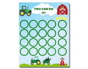 Tractor Reward Chart Instant Download, Truck Reward Chart, Toddler Reward Chart, Kids Reward Sticker Chart, Potty Training Chart PDF