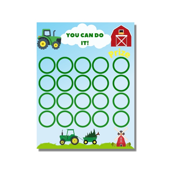 Tractor Reward Chart Instant Download Truck Reward Chart Etsy