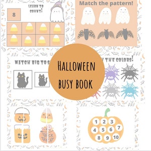 Halloween Busy Book Printable Kleinkind Lernbuch Halloween Aktivitäten Homeschool Lernmaterialien Herbst Herbst Vorschule Printables