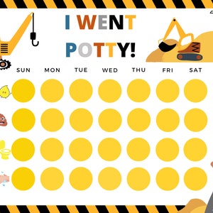Printable Construction Truck Reward Chart | Construction Truck Potty Chart | Instant Download Sticker Chart | Toddler Reward Chart
