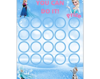Frozen Reward Chart, Potty Reward Chart, Frozen Potty Chart, Toddler Reward Chart, Potty Training, Sticker Chart, Girl Reward Chart