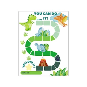 Afdrukbare dinosaurusbeloningsgrafiek | Dinosaur Kids zindelijkheidstraining grafiek | Direct downloaden van stickergrafiek | Beloningsgrafiek voor peuters | T-Rex