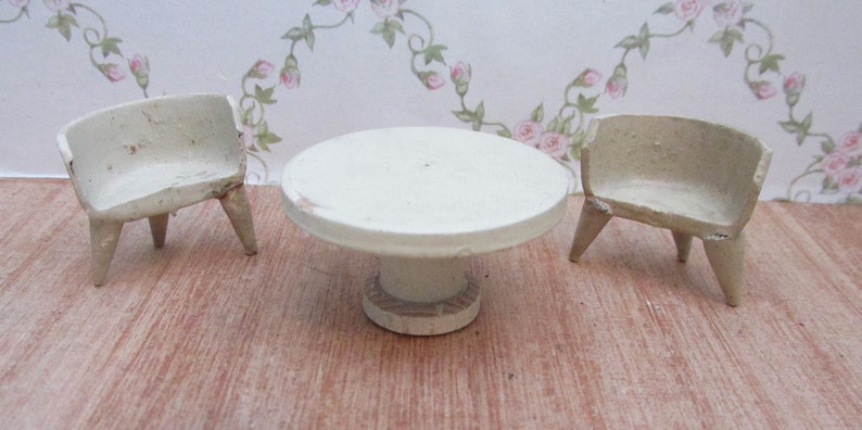 Dollhouse Miniature Coffee Table in White Painted Wood
