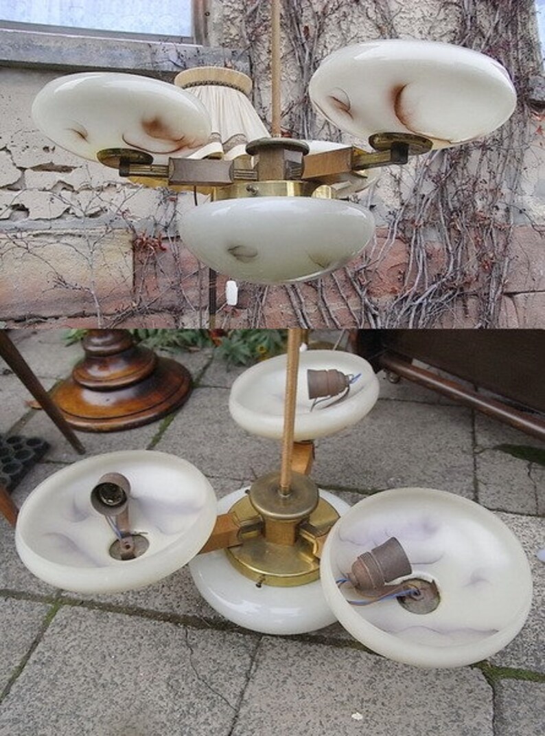 Vintage Kronleuchter Art Deco Leuchter Wohnzimmerlampe Flurleuchte Schlafzimmer Deckenlamnpe Zum Shabby Landhaus Chic Stil