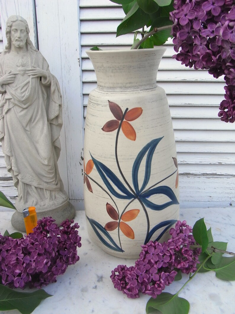 sunflower twigs ceramic floor vase ceramic vase for lilac 50s-60s design mid century vase artist ceramics gladioli