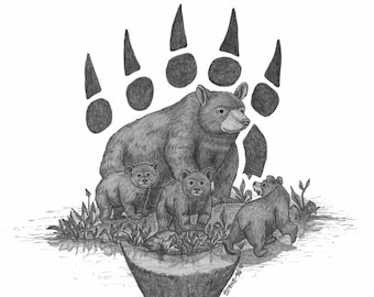 Bears Matted 11x14 Lithograph