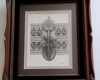 Bear In Eagle Feather Original