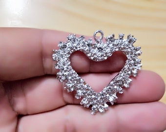Gold Silver Relief Heart Charms,Geometric Hearts charms Pendant For Jewelry Making Earring Necklace DIY 2pcs Heart Charm
