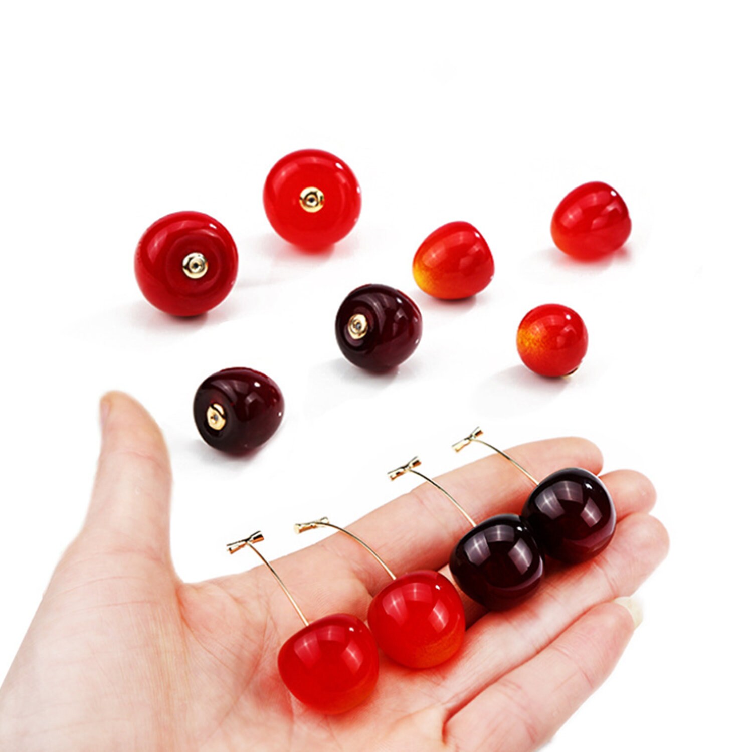 Resin Cherry Bead Charms For Earring CharmGeometric Beads Etsy