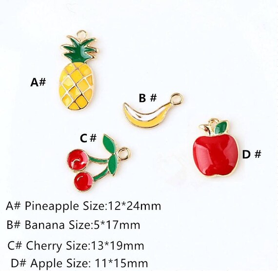 LOT de 5 CHARMS BRELOQUES dorés Thème les FRUITS
