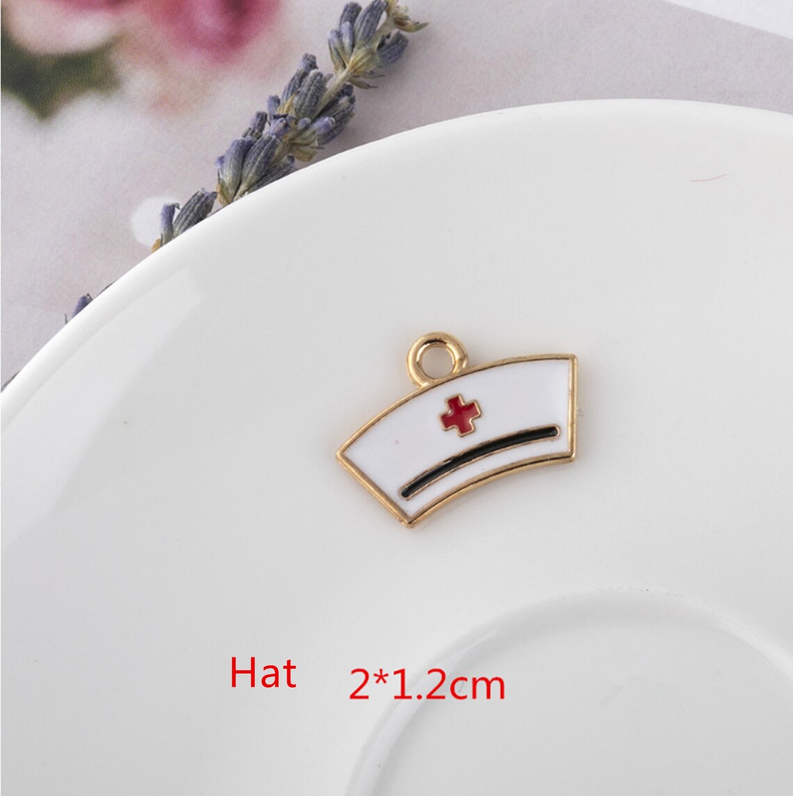 10Pcs Gold Enamel Nurse Series CharmSyringe charms Nurse Hat Etsy