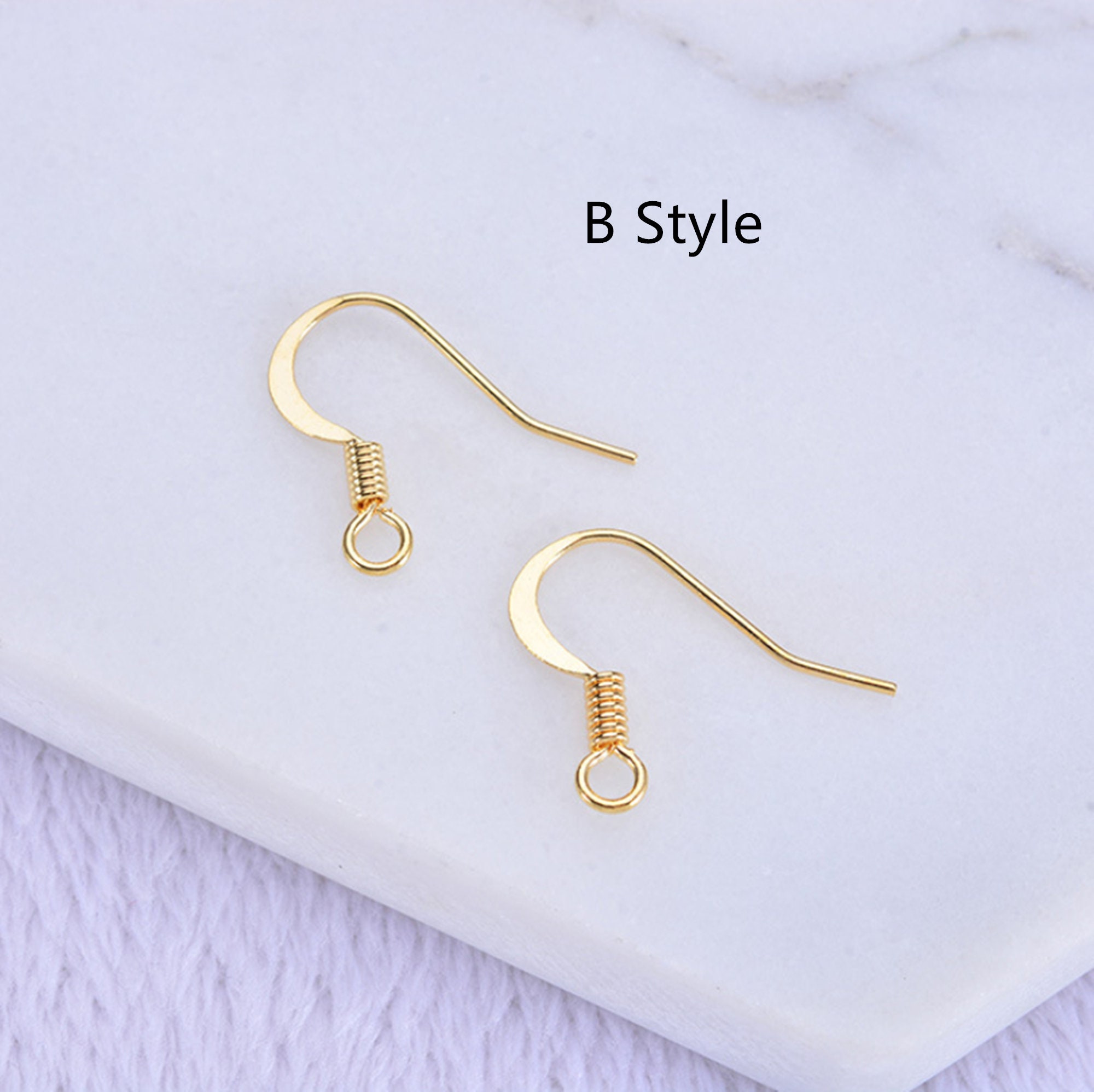 Real Gold Brass Earring Hooks With Ballshepherd Hook Ear Etsy