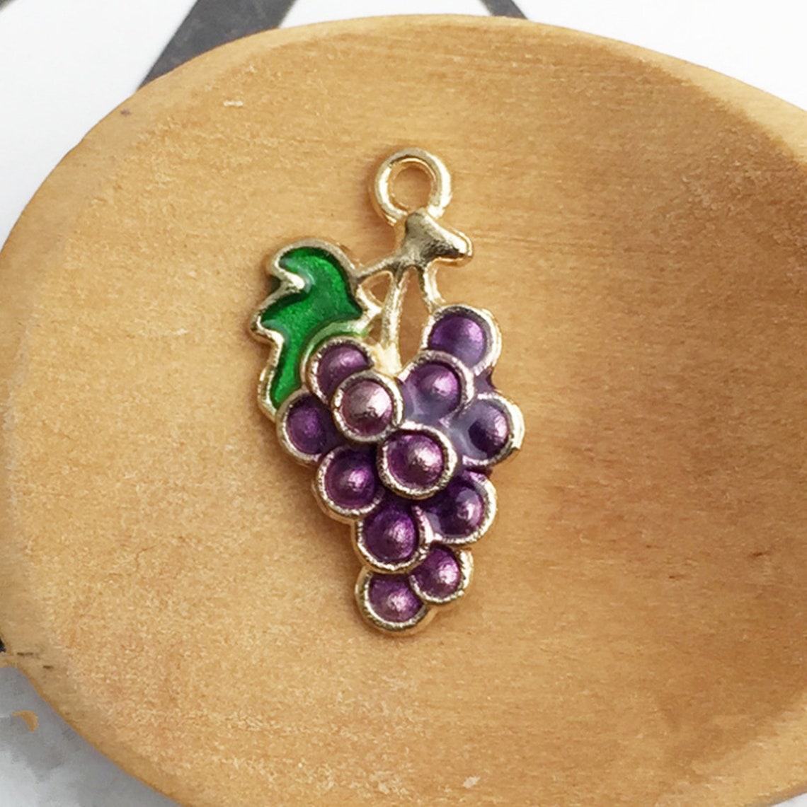 2 Style Grape Charm Pendantgold Fruit Charmsenamel Grape Etsy