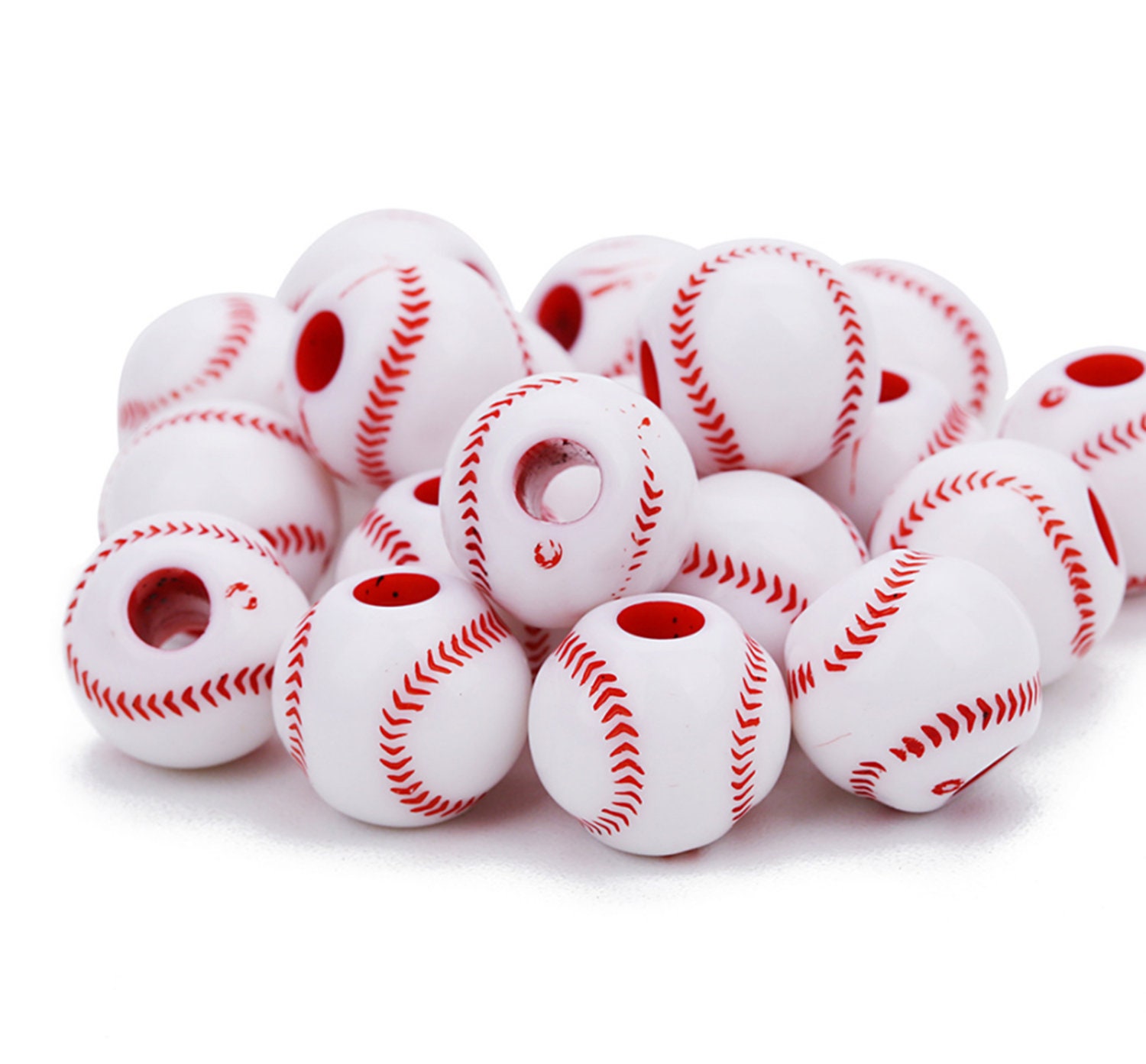 Bulk 50Pcs Acrylic White Baseball CharmBaseball Sport Etsy