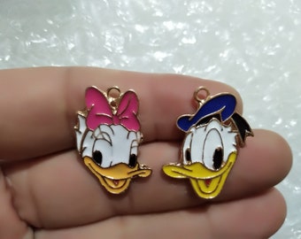 Lot Donald Duck Daisy cartoon Enamel Metal Charms DIY Jewelry Making Pendants Lot Donald Duck Daisy cartoon Enamel Metal Charms DIY Jewelry Making Pendants