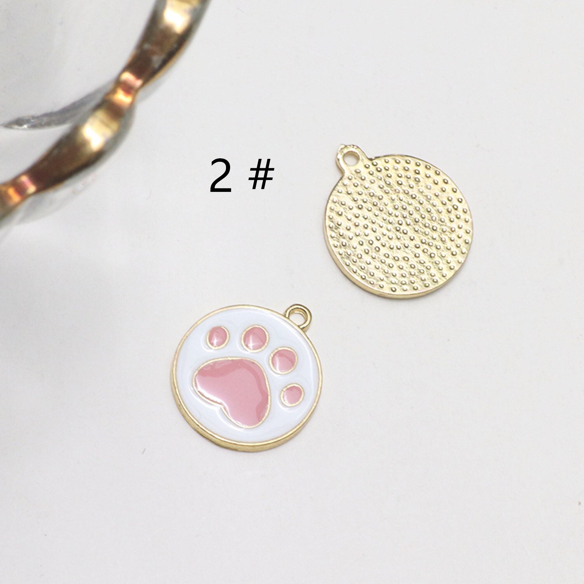 Metal Enamel Animal Cat Paw Charm Footprints charms Flower Etsy