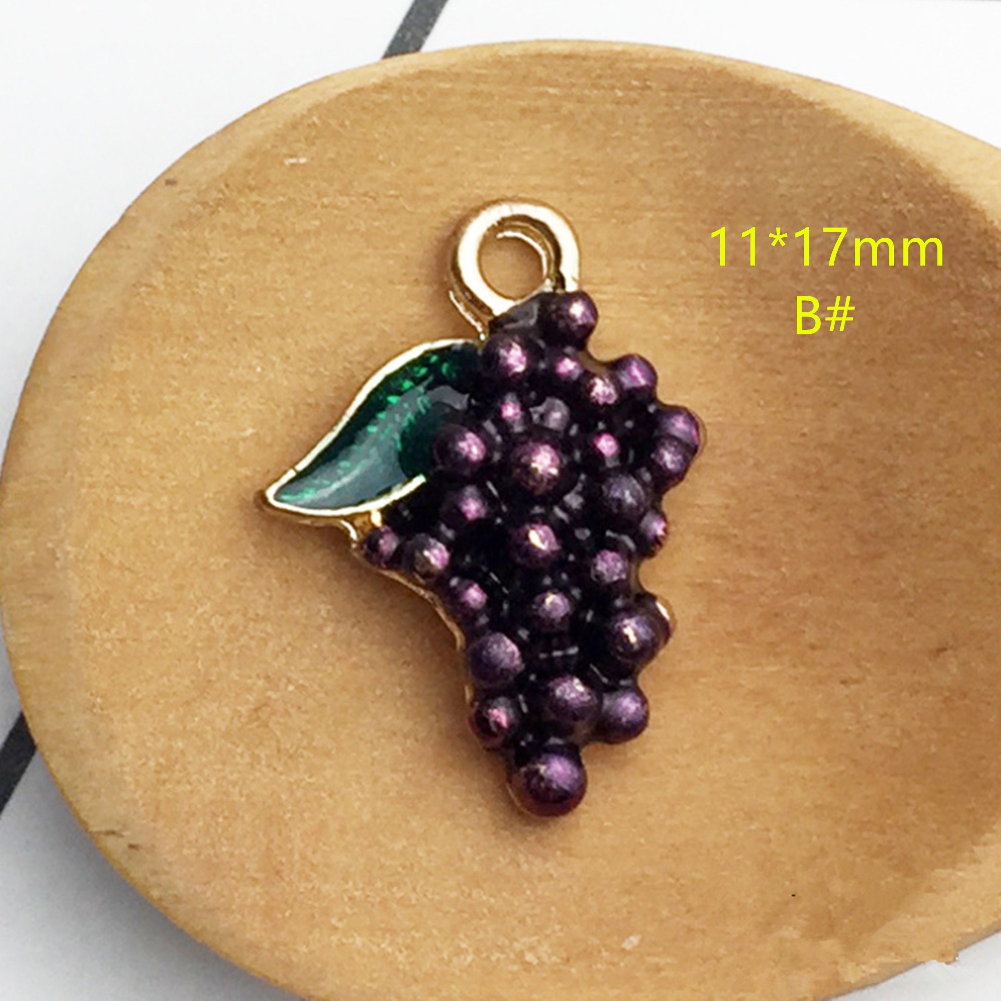2 Style Grape Charm PendantGold Fruit CharmsEnamel Grape Etsy