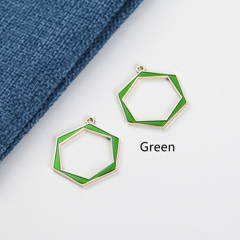 10Pcs Hexagon Charms 25*25mm,Enamel Charm,Gold Hollow Geometric Honeycomb Charm Pendant Beading Frame Findings for Jewelry Making