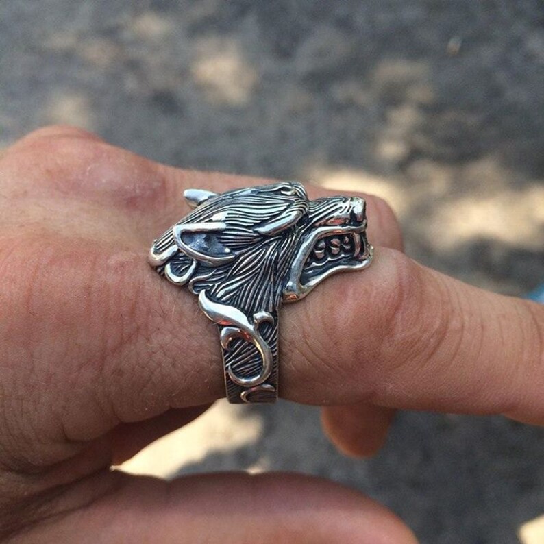 Silver Wolf Ring for Men and Women 925 Sterling Silver Wolf | Etsy