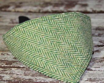 Dog accessory in green herringbone Green Herringbone Harris Tweed bandana