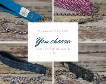 Harris Tweed dog lead. A stylish and strong chain lead