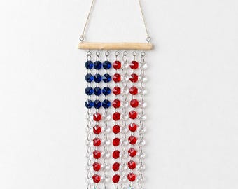 Flag Crystal Suncatcher,  American Flag Window display, Crystal suncatcher