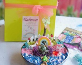 Unicorn Fairy Garden Kit: Kids Unicorn Craft Activity, Unicorn Habitat kit, Unicorn Birthday craft kit