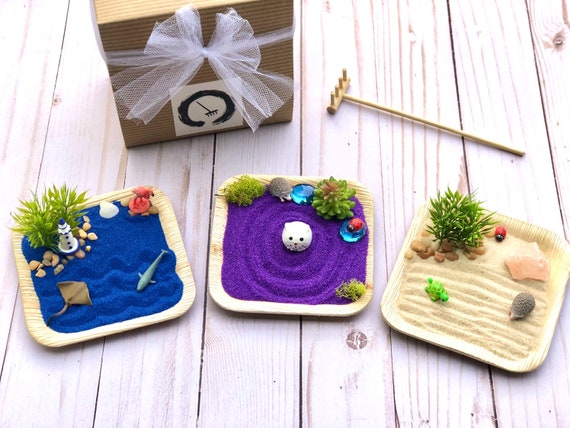 Mini Zen Garden Kit: Zen Garden, Desk Accessory, Adult Craft Kit, Coworker Gift, Gift under 30, Creative Gift, Zen Meditation