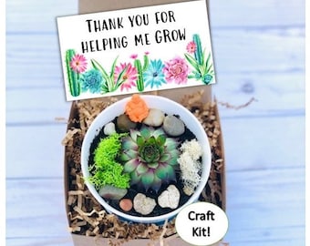 Thank You For Helping Me Grow Succulent Gift - Gifts that Grow - Teacher/Mentor Appreciation - Appreciation Gift - Coworker Plant Gift