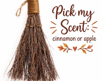 Small 6inch Witch broom Besom, Hanging Witch Broom, Altar Broom, Cinnamon scented witch broom, apple scented broom