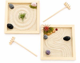 Zen Garden Kit: Zen Garden with Live Plant, Relaxing Desktop Meditation, Mindfulness & Decor, Gift for Stress Relief, Self-Care Gift