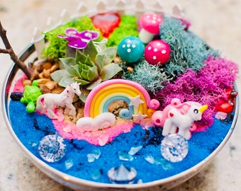 Unicorn Birthday Party Favor, Unicorn Party Craft Activity, Unicorn Fairy Garden Kit, Unicorn Planter