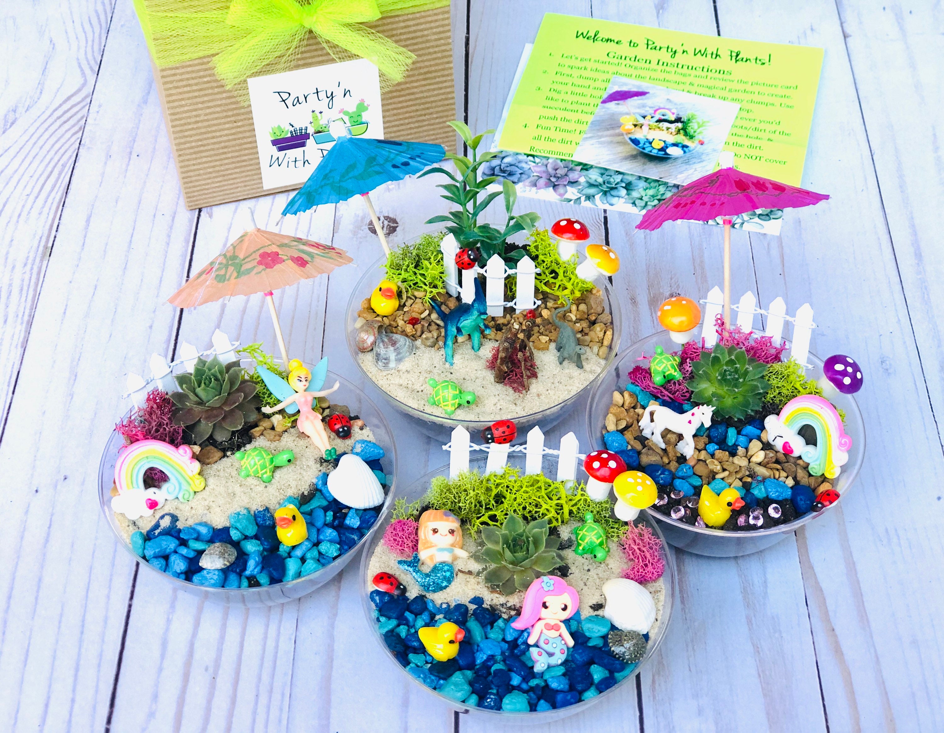 Mini Fairy Garden Party Kit, Mermaid birthday party craft, Plant Part…
