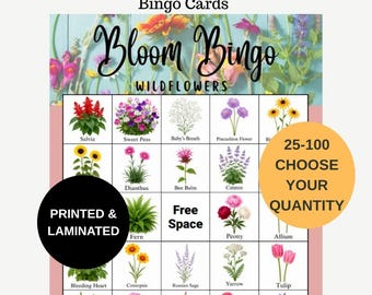 Printed & Laminated Flower Plant Bingo card, Customized Logo Flower Bingo card, Plant Bingo, Flower Bingo
