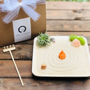 Mini Zen Garden Sand Garden DIY Kit Fidget Toy Coworker Gift Stress Relief Kit Zen Desk Decor Sand Zen Kit image 1