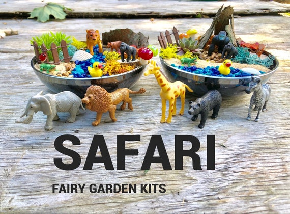 Safari Jungle Planter Safari Fairy Garden Kit Zoo Animal Etsy