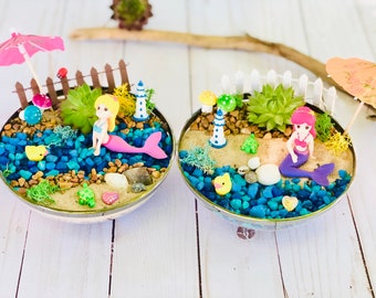 Mermaid Fairy Garden Kit - Ariel Mermaid Gift, Mermaid craft kit - Girls Craft set - Girls Birthday Gift Box