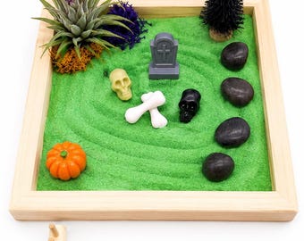 Halloween Zen Garden Kit: Halloween Zen decor, Coworker Halloween desk decor, Halloween lover Gift, Halloween craft kit for adults