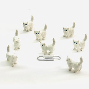 Miniature White Cat Figurines: Soft Rubber Craft Supplies