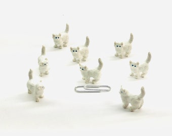 Miniature White Cat Figurines: Soft Rubber Craft Supplies