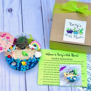 Mini Fairy Garden Kits, Mermaid Birthday Party, Kids Birthday Party Favor, kids craft kit, Mermaid Craft kit, Kids virtual activity craft image 2