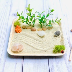 Mini Zen Garden Sand Garden DIY Kit Fidget Toy Coworker Gift Stress Relief Kit Zen Desk Decor Sand Zen Kit image 2