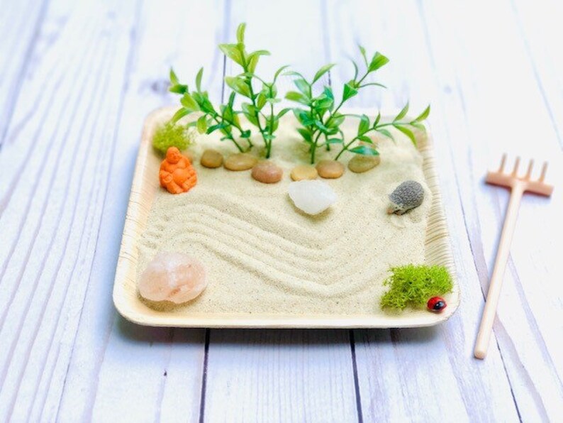 Mini Zen Garden Sand Garden DIY Kit Fidget Toy Coworker Gift Stress Relief Kit Zen Desk Decor Sand Zen Kit image 2