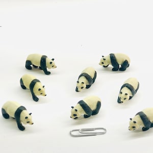 Set of miniature pandas, miniature safari animals, Tiny Panda, Panda terrarium supplies, tiny jungle animals, miniature jungle soap supplies
