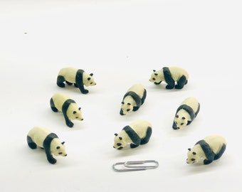 Set of miniature pandas, miniature safari animals, Tiny Panda, Panda terrarium supplies, tiny jungle animals, miniature jungle soap supplies