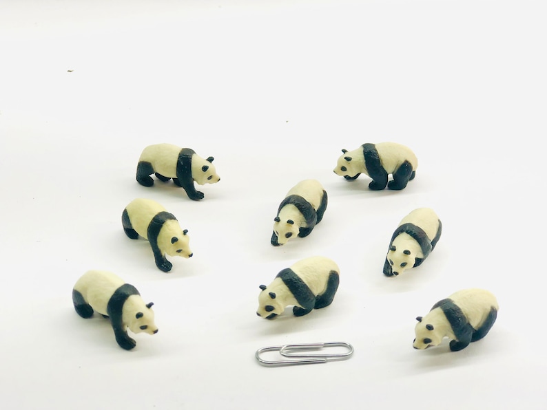 Set of miniature pandas, miniature safari animals, Tiny Panda, Panda terrarium supplies, tiny jungle animals, miniature jungle soap supplies image 1
