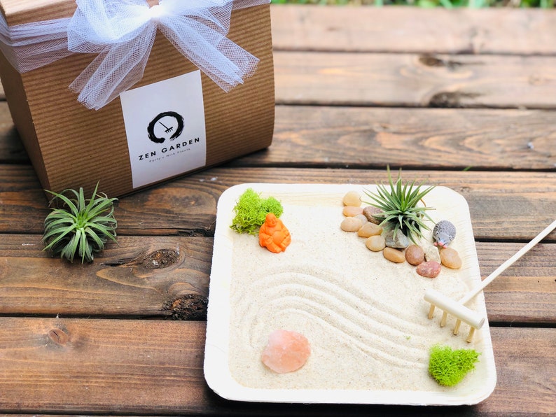 Mini Zen Garden Sand Garden DIY Kit Fidget Toy Coworker Gift Stress Relief Kit Zen Desk Decor Sand Zen Kit image 3